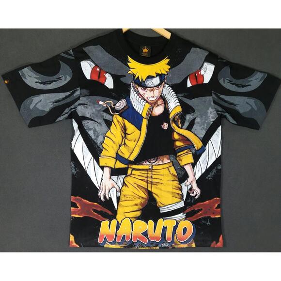 Naruto Shippuden Anime  AOP Double Sided Size XL Vintage Modern T-Shirt - Picture 1 of 4